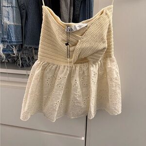 Zara Ivory Textured Knit Top